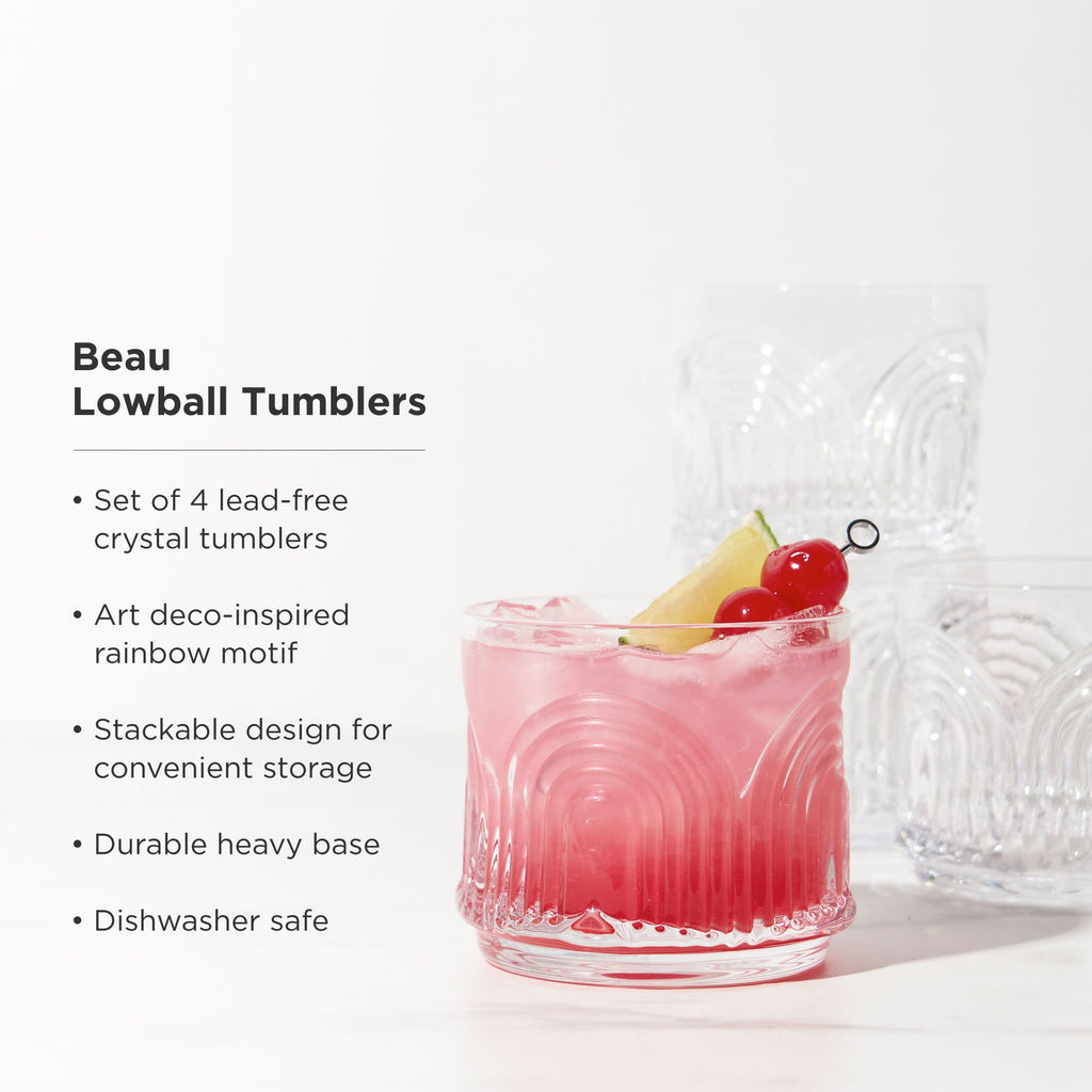Beau Crystal Lowball Tumblers, Set of 4