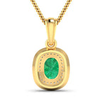 1.50 Carat Genuine Zambian Emerald and White Diamond 14K Yellow Gold Pendant