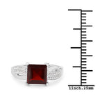 2.99 Carat Genuine Garnet and White Topaz .925 Sterling Silver Ring