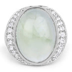 11.50 Carat Genuine Prehnite And White Topaz .925 Sterling Silver Ring