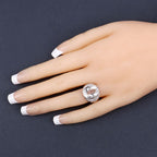 5.38 Carat Genuine Crystal Quartz and White Diamond .925 Sterling Silver Ring