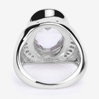 5.38 Carat Genuine Crystal Quartz and White Diamond .925 Sterling Silver Ring
