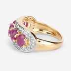 1.74 Carat Genuine Ruby and White Diamond .925 Sterling Silver Ring