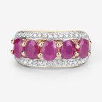 1.74 Carat Genuine Ruby and White Diamond .925 Sterling Silver Ring