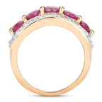 1.74 Carat Genuine Ruby and White Diamond .925 Sterling Silver Ring