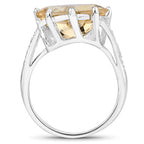 4.63 Carat Genuine Citrine and White Topaz .925 Sterling Silver Ring