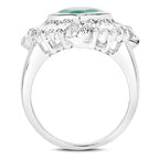 "2.57 Carat Genuine Emerald, White Topaz and White Diamond .925 Sterling Silver Ring