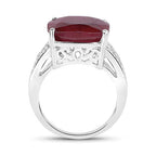 14.47 Carat Dyed Ruby and White Topaz .925 Sterling Silver Ring