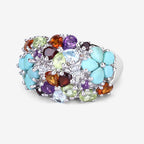 4.03 Carat Genuine Multi Stones .925 Sterling Silver Ring