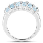 2.29 Carat Genuine Blue Topaz & White Topaz .925 Sterling Silver Ring
