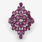 7.52 Carat Genuine Rhodolite .925 Sterling Silver Ring