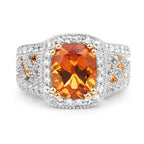 3.71 Carat Genuine Citrine and White Topaz .925 Sterling Silver Ring
