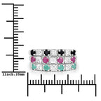 1.44 Carat Genuine Multi Stones .925 Sterling Silver Ring