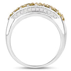 1.91 Carat Genuine Yellow Diamond and White Diamond .925 Sterling Silver Ring