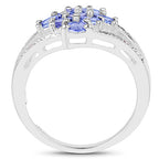 1.59 Carat Genuine Tanzanite and White Topaz .925 Sterling Silver Ring