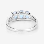0.95 Carat Genuine Aquamarine and White Diamond .925 Sterling Silver Ring