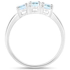 0.95 Carat Genuine Aquamarine and White Diamond .925 Sterling Silver Ring