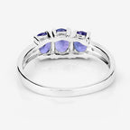 1.11 Carat Genuine Tanzanite and White Diamond .925 Sterling Silver Ring