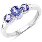 0.90 Carat Genuine Tanzanite .925 Sterling Silver Ring