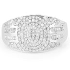 1.15 Carat Genuine White Diamond .925 Sterling Silver Ring