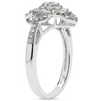 0.63 Carat Genuine White Diamond & Yellow Diamond .925 Sterling Silver Ring
