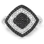 0.56 Carat Genuine White Diamond and Black Diamond .925 Sterling Silver Ring