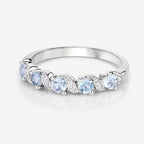 0.54 Carat Genuine Aquamarine and White Topaz .925 Sterling Silver Ring