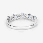 0.54 Carat Genuine Aquamarine and White Topaz .925 Sterling Silver Ring
