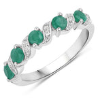 0.54 Carat Genuine Emerald and White Topaz .925 Sterling Silver Ring