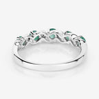 0.54 Carat Genuine Emerald and White Topaz .925 Sterling Silver Ring