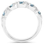0.74 Carat Genuine London Blue Topaz and White Topaz .925 Sterling Silver Ring