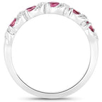0.64 Carat Genuine Pink Tourmaline and White Topaz .925 Sterling Silver Ring