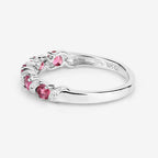 0.64 Carat Genuine Pink Tourmaline and White Topaz .925 Sterling Silver Ring
