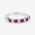 0.69 Carat Genuine Ruby and White Topaz .925 Sterling Silver Ring
