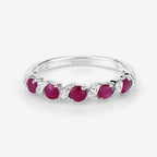 0.69 Carat Genuine Ruby and White Topaz .925 Sterling Silver Ring