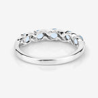 0.64 Carat Genuine Swiss Blue Topaz and White Topaz .925 Sterling Silver Ring