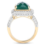 5.18 Carat Dyed Emerald and White Topaz .925 Sterling Silver Ring