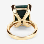 7.64 Carat Dyed Emerald and White Diamond .925 Sterling Silver Ring
