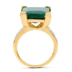 7.64 Carat Dyed Emerald and White Diamond .925 Sterling Silver Ring