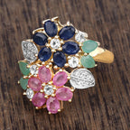 3.65 Carat Genuine Multi Stones .925 Sterling Silver Ring