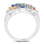 2.05 Carat Genuine Multi Sapphire .925 Sterling Silver Ring