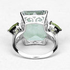 11.90 Carat Genuine Green Amethyst and Peridot .925 Sterling Silver Ring
