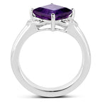 2.55 Carat Genuine Amethyst and White Topaz .925 Sterling Silver Ring
