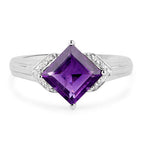 2.55 Carat Genuine Amethyst and White Topaz .925 Sterling Silver Ring