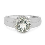 1.87 Carat Genuine Green Amethyst and White Topaz .925 Sterling Silver Ring
