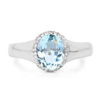 2.63 Carat Genuine  Blue Topaz and White Topaz .925 Sterling Silver Ring