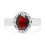 2.58 Carat Genuine  Garnet and White Topaz .925 Sterling Silver Ring