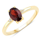 0.87 Carat Genuine Garnet and White Diamond 10K Yellow Gold Ring