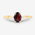 0.87 Carat Genuine Garnet and White Diamond 10K Yellow Gold Ring
