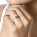 0.78 Carat Genuine Blue Sapphire and White Diamond 14K White Gold Ring